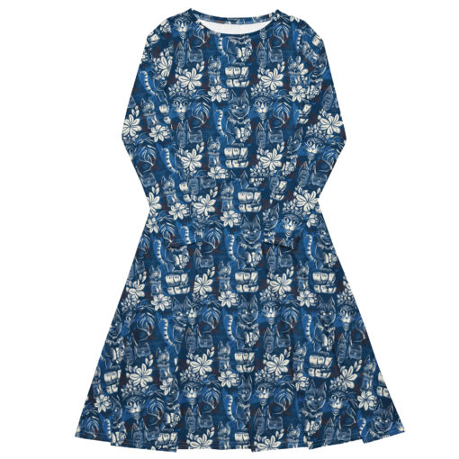 Blue Tiki Kitty – Women’s Midi Dress – #000017