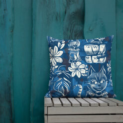 Blue Tiki Kitty – Premium Pillow – #000017