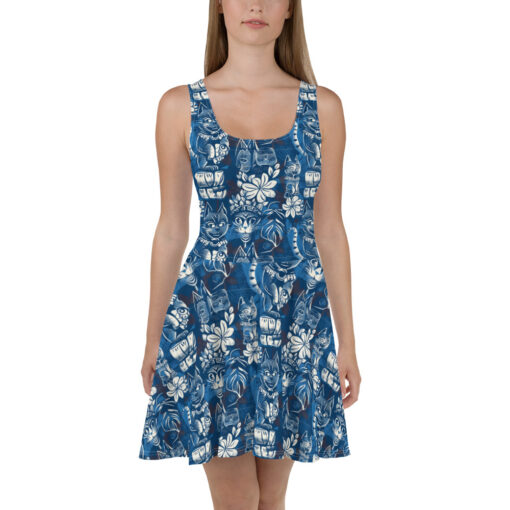 Blue Tiki Kitty – Skater Dress – #000017