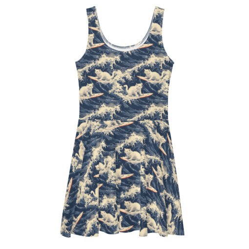 Surfing Hokusai Cat I – Skater Dress – #000039