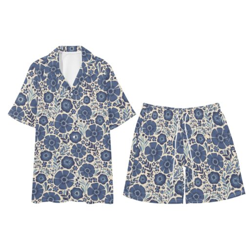 Men's Regular Fit Hawaiian Short Sleeve Shirt and Shorts Set