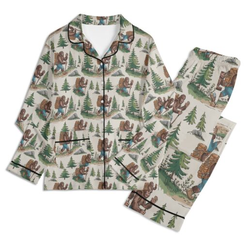 Bigfoot Hiking - Long Sleeve Adult Nightwear Pajama Set