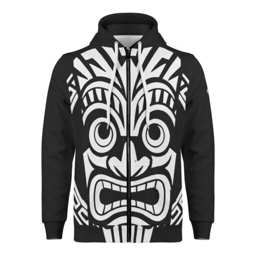 “Tiki Mask I” – Catiki Originals Warm Unisex Zip-Up Hoodie