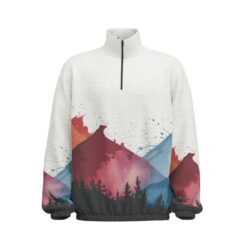 "Watercolor Landscape II" -  Unisex Turtleneck Zippered Sweatshirt
