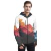 "Watercolor Landscape I" -  Men's Stylish Hoodie with Thumb Hole Design