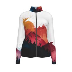 "Watercolor Landscape II" Women's Long Sleeve Thumbhole Jacket