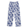Catiki Blue Floral - Tropical Tiki Design - Wide-Leg Pants