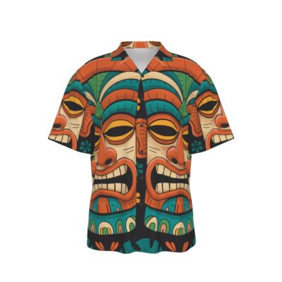Jungle Moai Tiki Heat – Catiki Men's Hawaiian Shirt (Rayon)