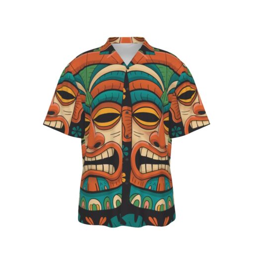 Jungle Moai Tiki Heat – Catiki Men's Hawaiian Shirt (Rayon)