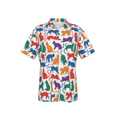Color Cats Boogie – Catiki Originals Tiki Hawaiian Shirt (Cotton)
