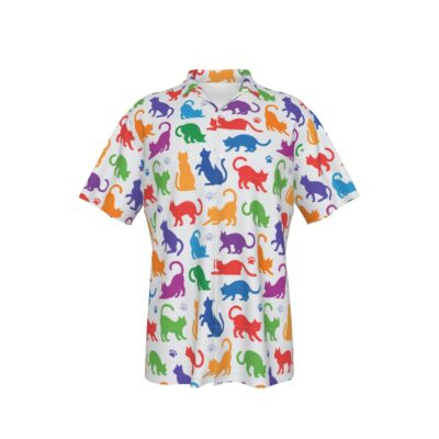 "Color Tiki Cats Carnival" - Catiki Originals Tiki Hawaiian Shirt (Cotton)